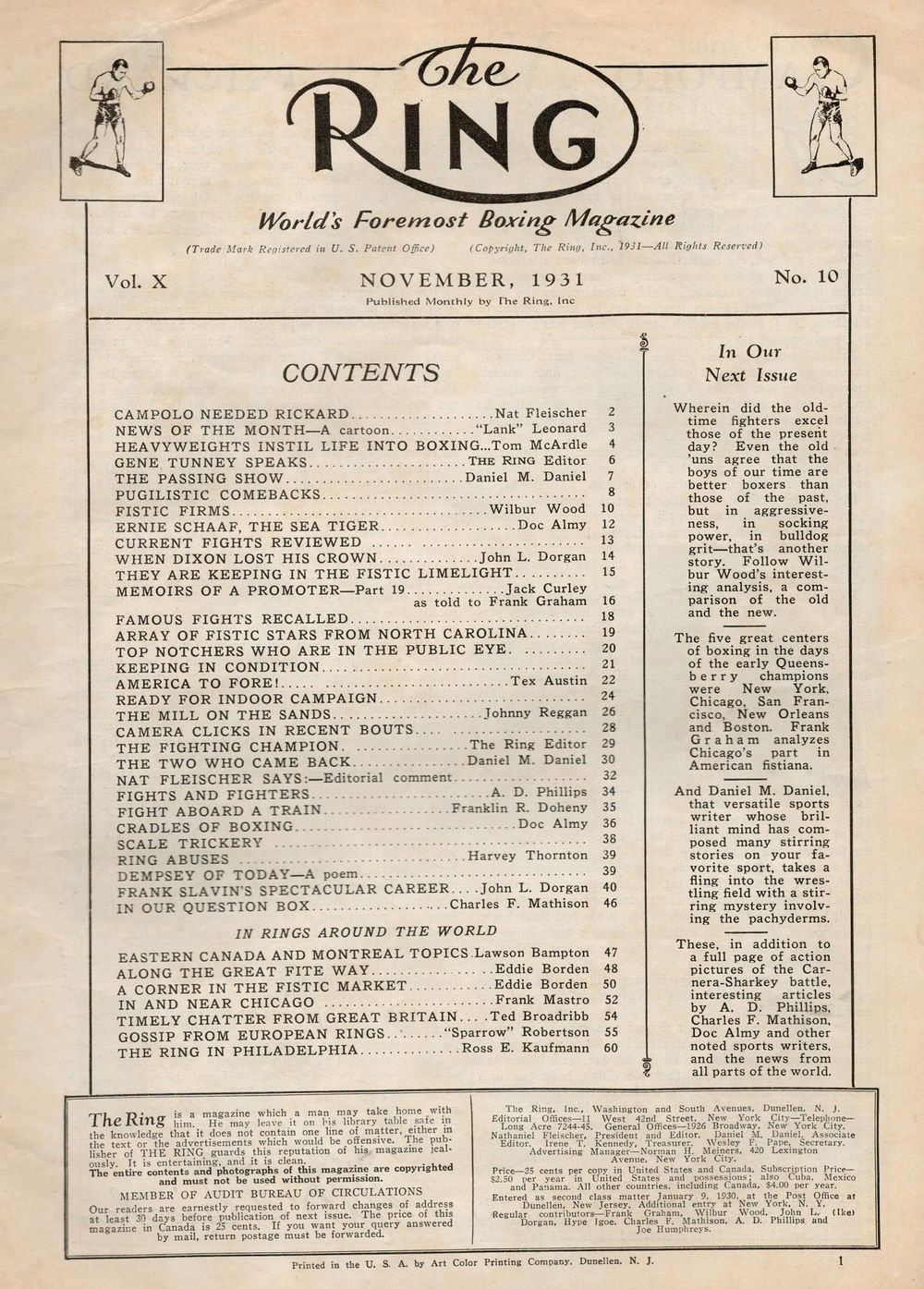 Ring Magazine November 1931 BoxRec