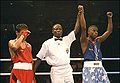 Mayweather wins a bronze medal at the 1996 Olympics.jpg